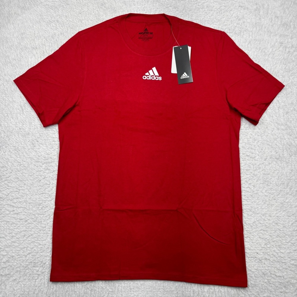 NWT Adidas Amplifier Short Sleeve Sportswear 100% Cotton Red T-Shirt Men's M‎